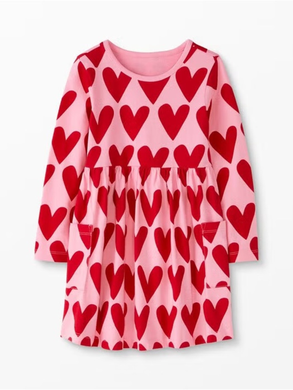 Hanna Andersson - Long Sleeve Skater Dress with Pockets - Artful Hearts on Pink